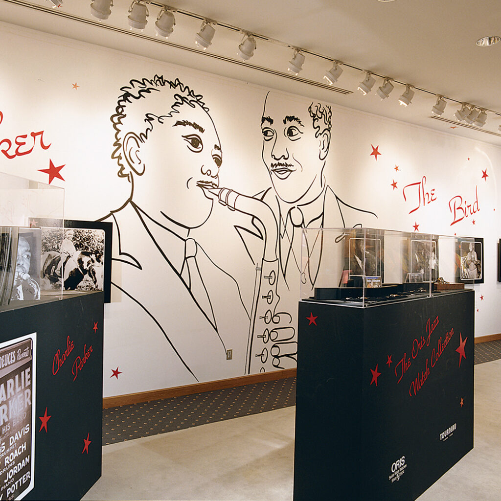 Charlie Parker exhibit for Tourneau Inc in collaboration with Oris Watches